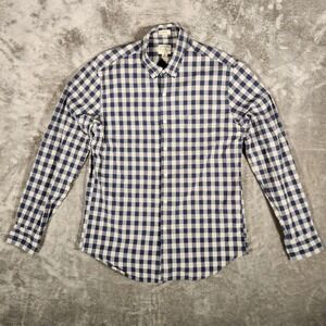 J.Crew Button Down Shirt Mens M Blue White Excellent Gingham Secret Wash AJ450